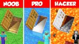 UNDERGROUND BASE TUNNEL HOUSE BUILD CHALLENGE – NOOB vs PRO vs HACKER / Minecraft Battle Animation